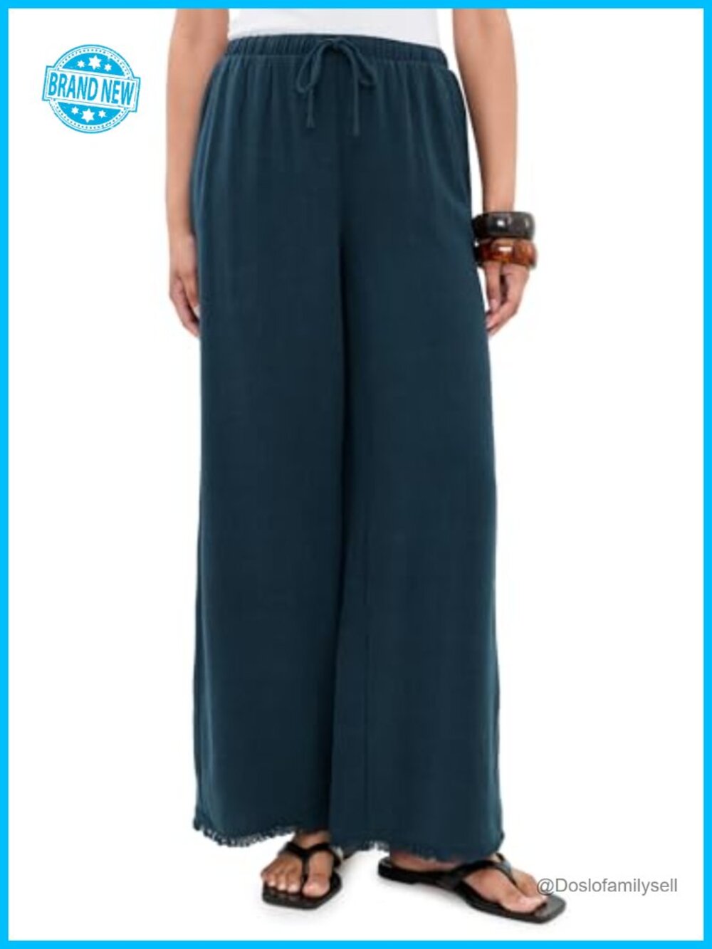 Palazzo Pants High Rise Wide Leg Linen Blend Lounge Trousers